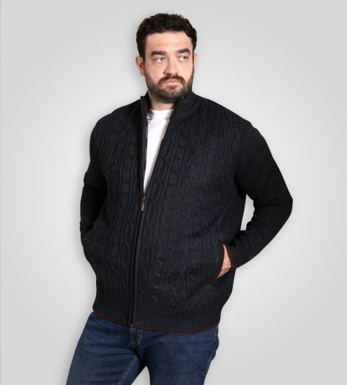 D555 Gillingham Gebreid Vest Met Rits En Voering Donkerblauw - Sweaters & hoodies - Sweaters & Hoodies Grote Maten Heren