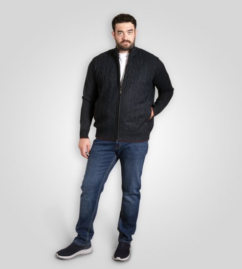 D555 Gillingham Gebreid Vest Met Rits En Voering Donkerblauw - Sweaters & hoodies - Sweaters & Hoodies Grote Maten Heren