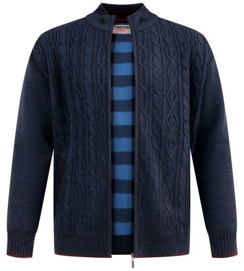 D555 Gillingham Gebreid Vest Met Rits En Voering Donkerblauw - Sweaters & hoodies - Sweaters & Hoodies Grote Maten Heren