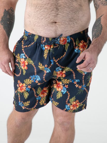 D555 Dawson AO Zwemshorts met Hawaiiprint Marineblauw - Ondergoed & zwem - Grote Maten Ondergoed Heren