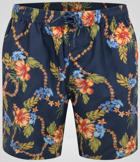 D555 Dawson AO Zwemshorts met Hawaiiprint Marineblauw - Ondergoed & zwem - Grote Maten Ondergoed Heren