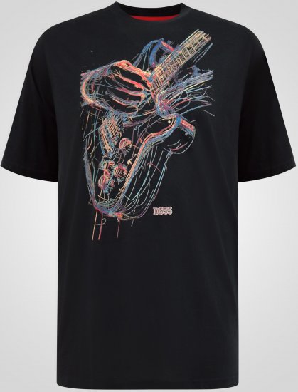 D555 Elliot T-shirt met Veelkleurige Gitaarprint - T-shirts - Grote Maten T-shirts Heren
