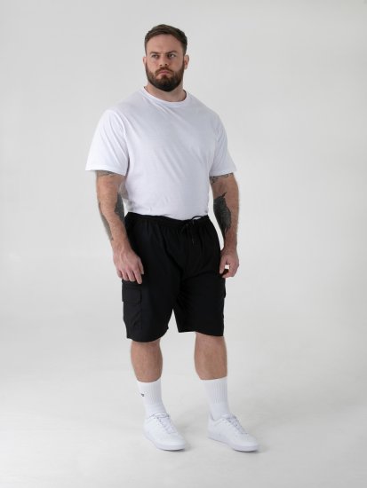 D555 Thomas Stretch Shorts met Elastische Taille Zwart - Shorts - Grote Maten Korte Broeken Heren