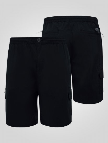 D555 Thomas Stretch Shorts met Elastische Taille Zwart - Shorts - Grote Maten Korte Broeken Heren