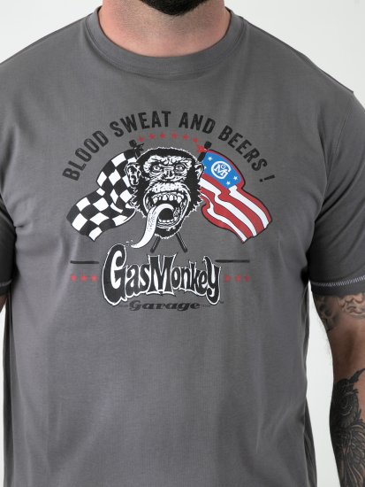 D555 Jasper Official Gas Monkey T-shirt met Print Grijs - T-shirts - Grote Maten T-shirts Heren