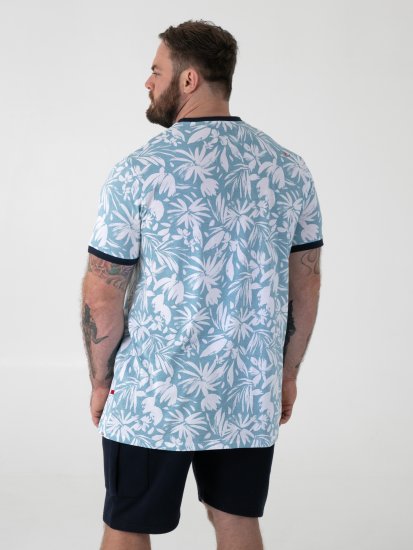 D555 Shoreham AO T-shirt met Venice Beach Print Blauw - T-shirts - Grote Maten T-shirts Heren