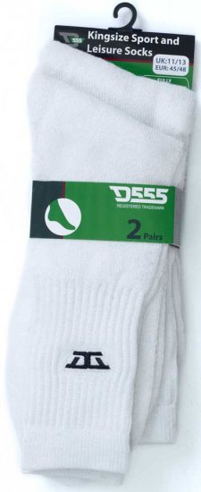 D555 Logan Sports And Leisure Socks 2-Pack White - Ondergoed & Zwem - Grote Maten Ondergoed Heren