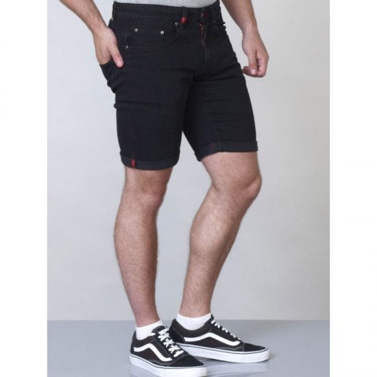 D555 Jude Stretch Denim Shorts Black - Shorts - Grote Maten Korte Broeken Heren