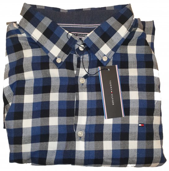 Tommy Hilfiger Gingham Twill Shirt Blue - Motleys gekke april solden - 