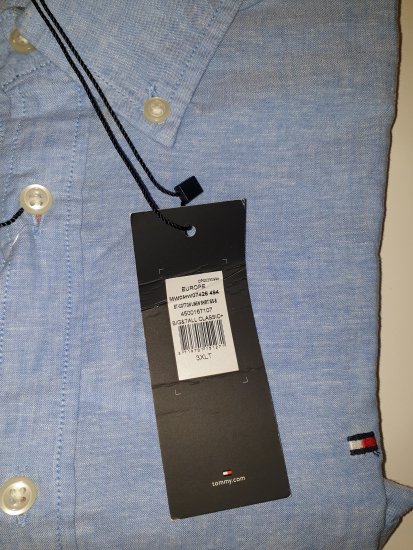 Tommy Hilfiger Cotton/linen Short Sleeve Shirt Blue - Motleys gekke april solden - 