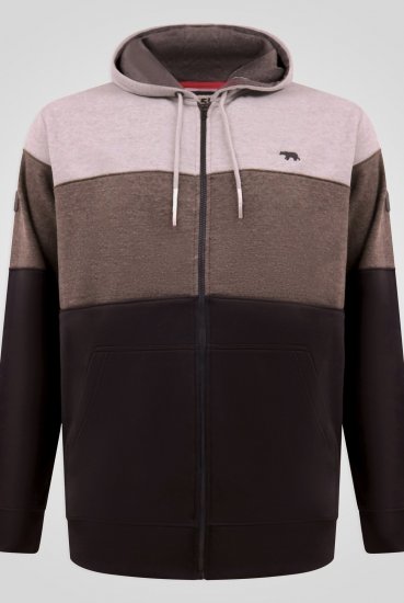 D555 Fitzgerald Zip Through Hoody With Cut & Sew Panels Zwart - Sweaters & hoodies - Sweaters & Hoodies Grote Maten Heren