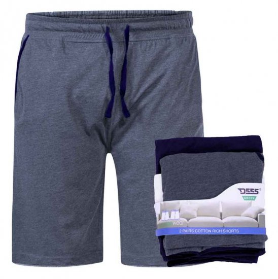 D555 Cobra Two Pack Elasticated Waist Band Jersey Shorts With Pockets - Joggingbroeken & shorts - Joggingbroeken & Shorts Heren Grote Maten