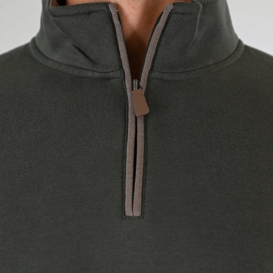 Double Outfitters MTOP-1163 Sweater met halve rits Kaki - Sweaters & hoodies - Sweaters & Hoodies Grote Maten Heren