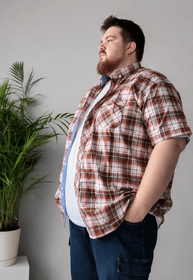 Kam Jeans 6368 Checked Short Sleeve Shirt Red - Hemden - Overhemden Grote Maten Heren