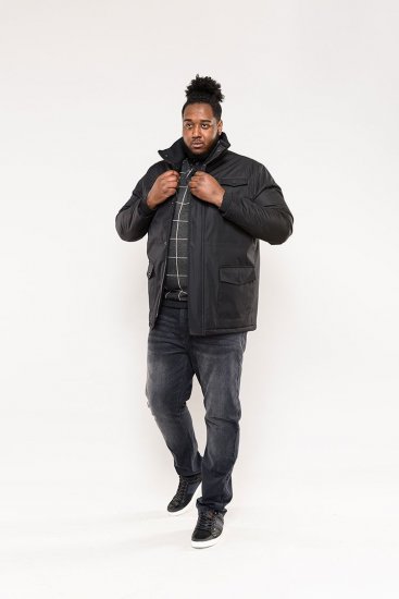 D555 Fargo Five Pocket Jacket With Ribbed Neck and Inner Quilting Black - Jassen - Grote Maten Herenjassen