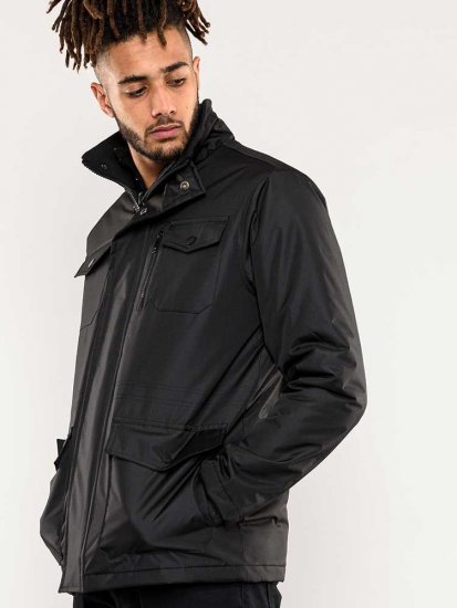 D555 Fargo Five Pocket Jacket With Ribbed Neck and Inner Quilting Black - Jassen - Grote Maten Herenjassen
