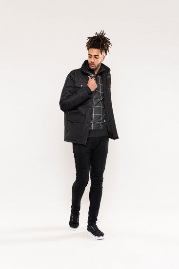 D555 Fargo Five Pocket Jacket With Ribbed Neck and Inner Quilting Black - Jassen - Grote Maten Herenjassen