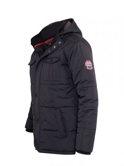 D555 Lonsdale Parka Style Jacket With Embroidery Patch On Sleeve Black - Jassen - Grote Maten Herenjassen