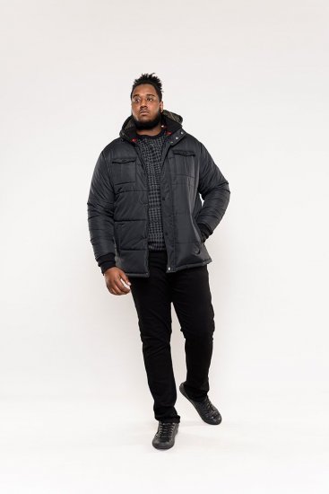 D555 Lonsdale Parka Style Jacket With Embroidery Patch On Sleeve Black - Jassen - Grote Maten Herenjassen