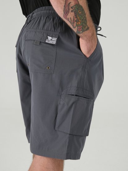 D555 Nick Cargo Shorts met Elastische Taille Grijs - Shorts - Grote Maten Korte Broeken Heren
