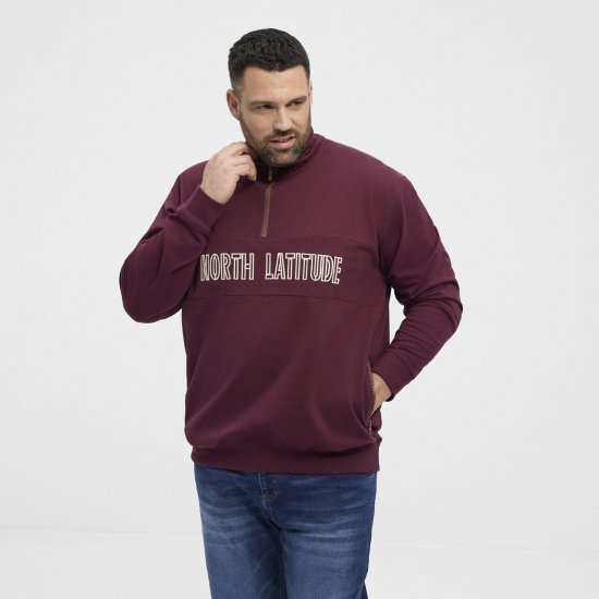 North Latitude Half Zip Sweater Bordeaux - Sweaters & hoodies - Sweaters & Hoodies Grote Maten Heren