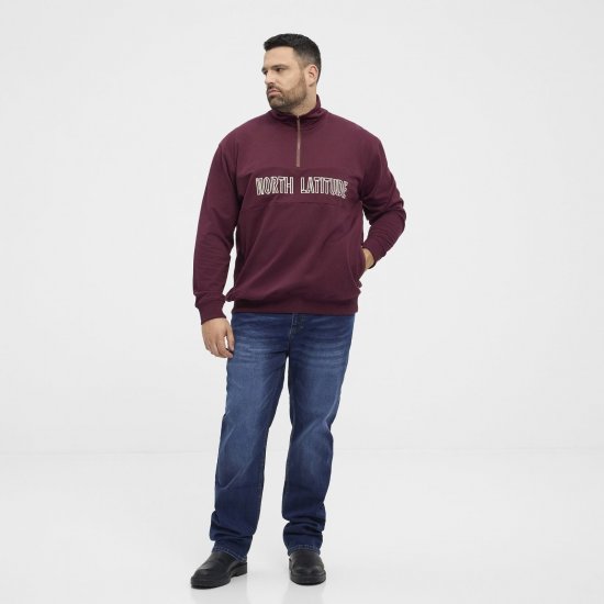 North Latitude Half Zip Sweater Bordeaux - Sweaters & hoodies - Sweaters & Hoodies Grote Maten Heren