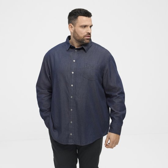 North Latitude 53139 denim overhemd blauw - Hemden - Overhemden Grote Maten Heren