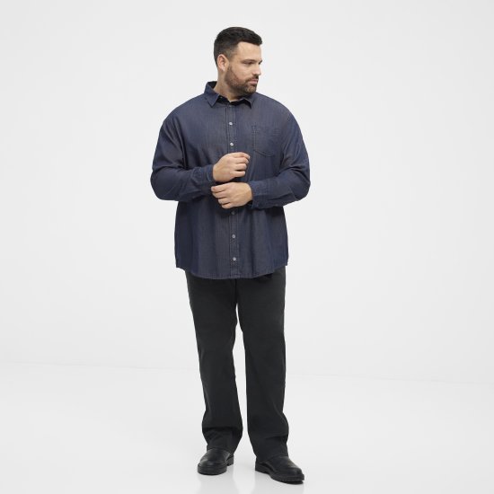 North Latitude 53139 denim overhemd blauw - Hemden - Overhemden Grote Maten Heren