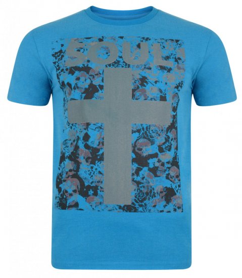 Kam Soul Skull Tee Blue - T-shirts - Grote Maten T-shirts Heren