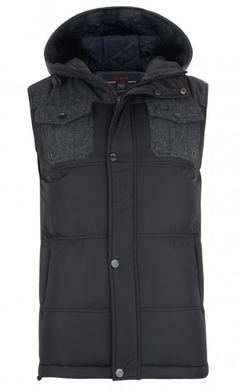 Kam Jeans Hooded Bodywarmer Black - Jassen - Grote Maten Herenjassen