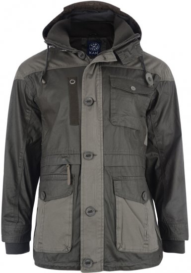 Kam Jeans Hooded Coat Olive - Jassen - Grote Maten Herenjassen