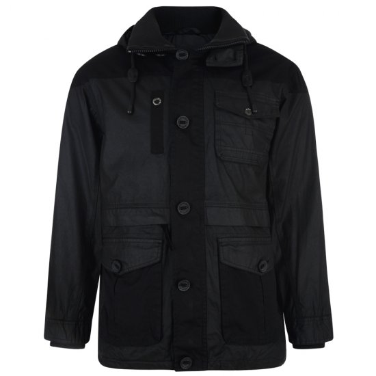 Kam Jeans Hooded Coat Black - Jassen - Grote Maten Herenjassen