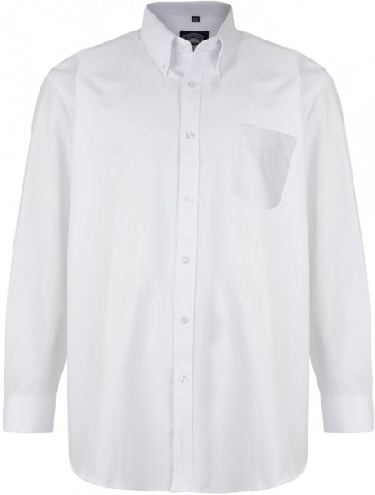 Kam Oxford shirt Long sleeve White - Hemden - Overhemden Grote Maten Heren