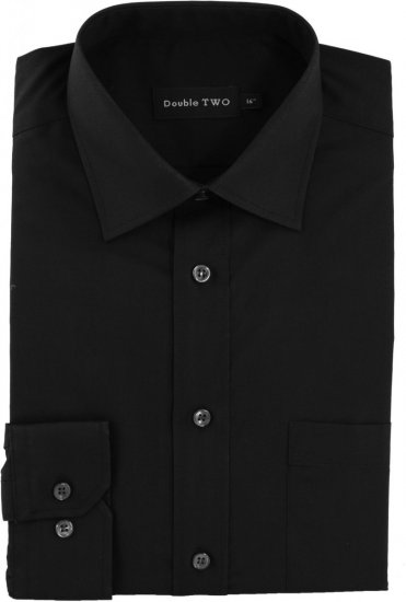 Double TWO Non-Iron Poplin Long Sleeve Black - Hemden - Overhemden Grote Maten Heren