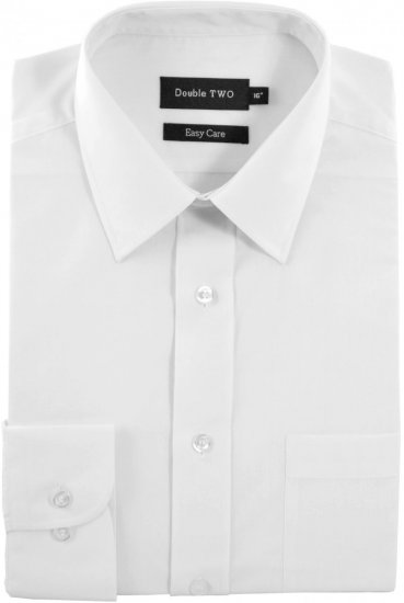Double TWO Classic Easy Care Long Sleeve White - Hemden - Overhemden Grote Maten Heren