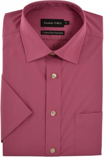 Double TWO Non-Iron Poplin Short Sleeve Dusky - Hemden - Overhemden Grote Maten Heren