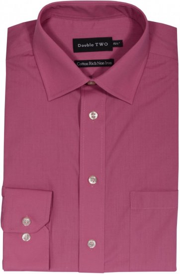 Double TWO Non-Iron Poplin Long Sleeve Dusky - Hemden - Overhemden Grote Maten Heren