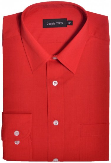 Double TWO Classic Easy Care Long Sleeve Red - Hemden - Overhemden Grote Maten Heren