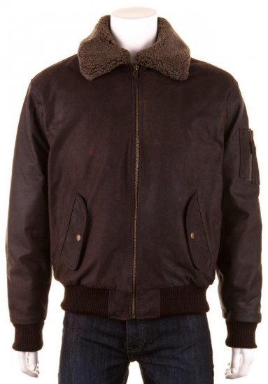 Woodland Aviator Leather jacket Brown - Jassen - Grote Maten Herenjassen