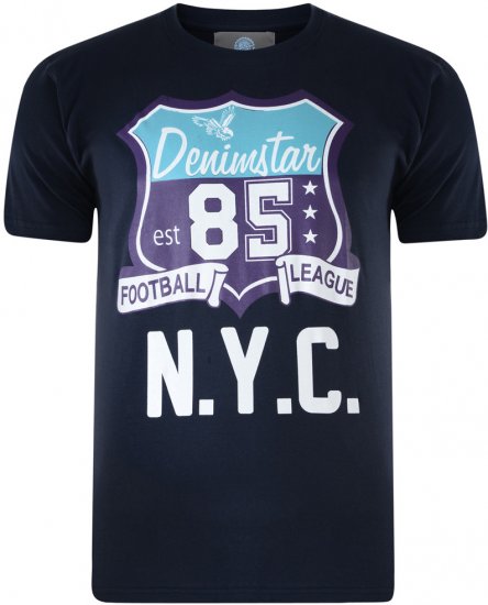 Kam Jeans Star 2-pack T-shirt Navy/Denim - T-shirts - Grote Maten T-shirts Heren