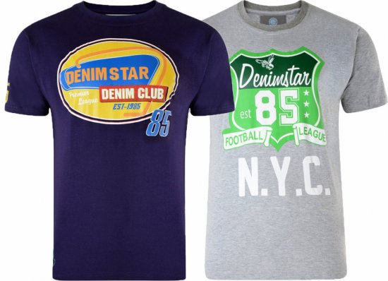 Kam Jeans Star 2-pack T-shirt Grey/Purple - T-shirts - Grote Maten T-shirts Heren