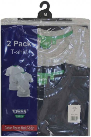 D555 Fenton 2-pack Navy/Grey T-shirt - T-shirts - Grote Maten T-shirts Heren