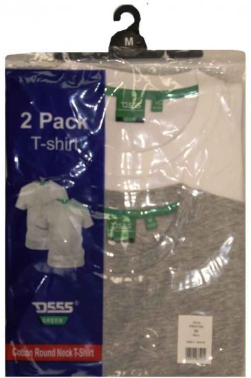 D555 Fenton 2-pack White/Grey T-shirt - T-shirts - Grote Maten T-shirts Heren