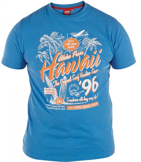 D555 Ashley T-shirt Blue - T-shirts - Grote Maten T-shirts Heren