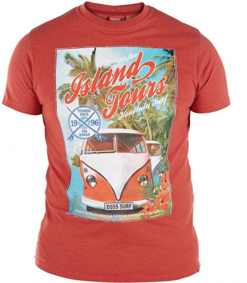 D555 Island Orange T-shirt - T-shirts - Grote Maten T-shirts Heren
