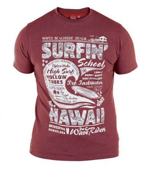 D555 Francis Burgundy T-shirt - T-shirts - Grote Maten T-shirts Heren