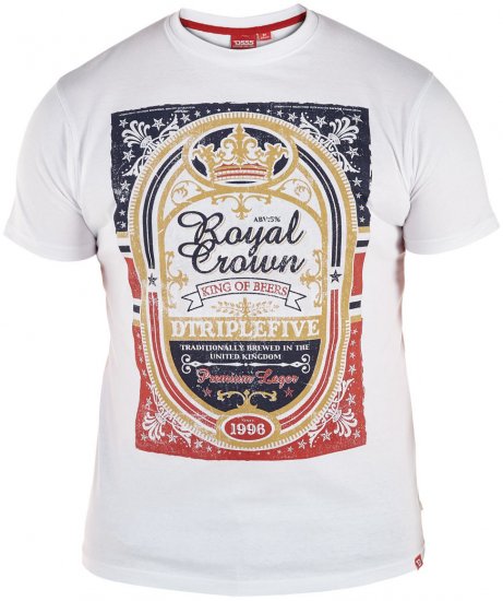 D555 Roderick White T-shirt - T-shirts - Grote Maten T-shirts Heren