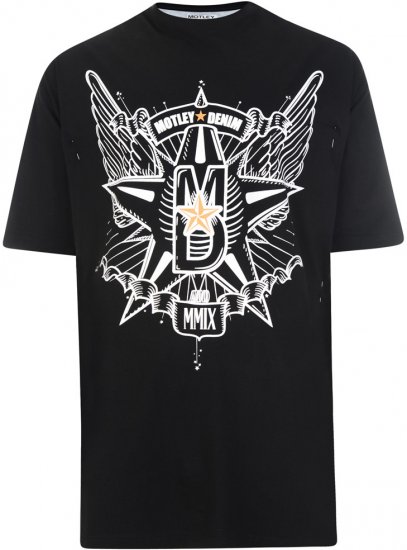 Motley Denim Wings and Star T-shirt - T-shirts - Grote Maten T-shirts Heren