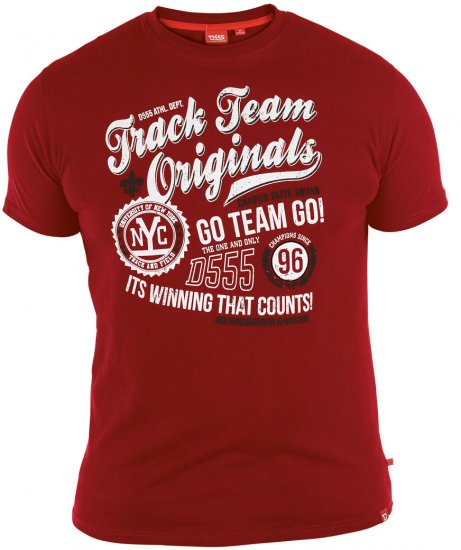 D555 Ernie T-shirt Dark Red - T-shirts - Grote Maten T-shirts Heren