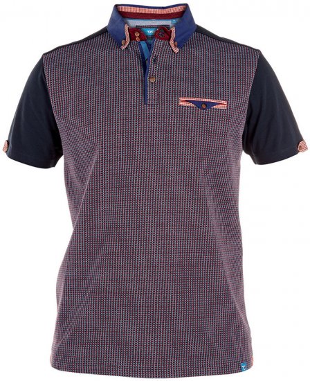 D555 Farley Polo Shirt Navy/Red - Polo shirts - Grote Maten Poloshirts Heren